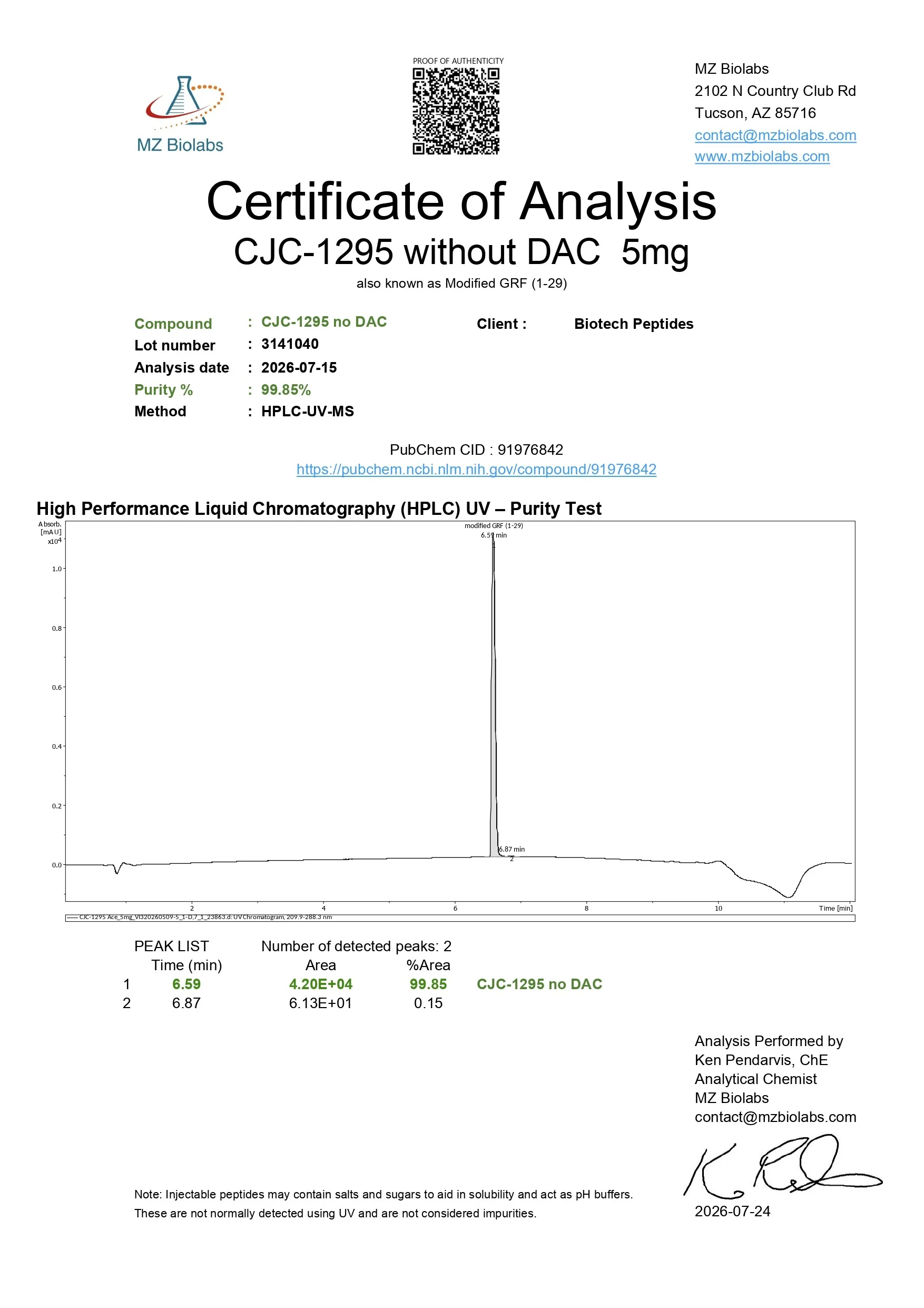 Mod GRF 1-29 research peptide – image 2