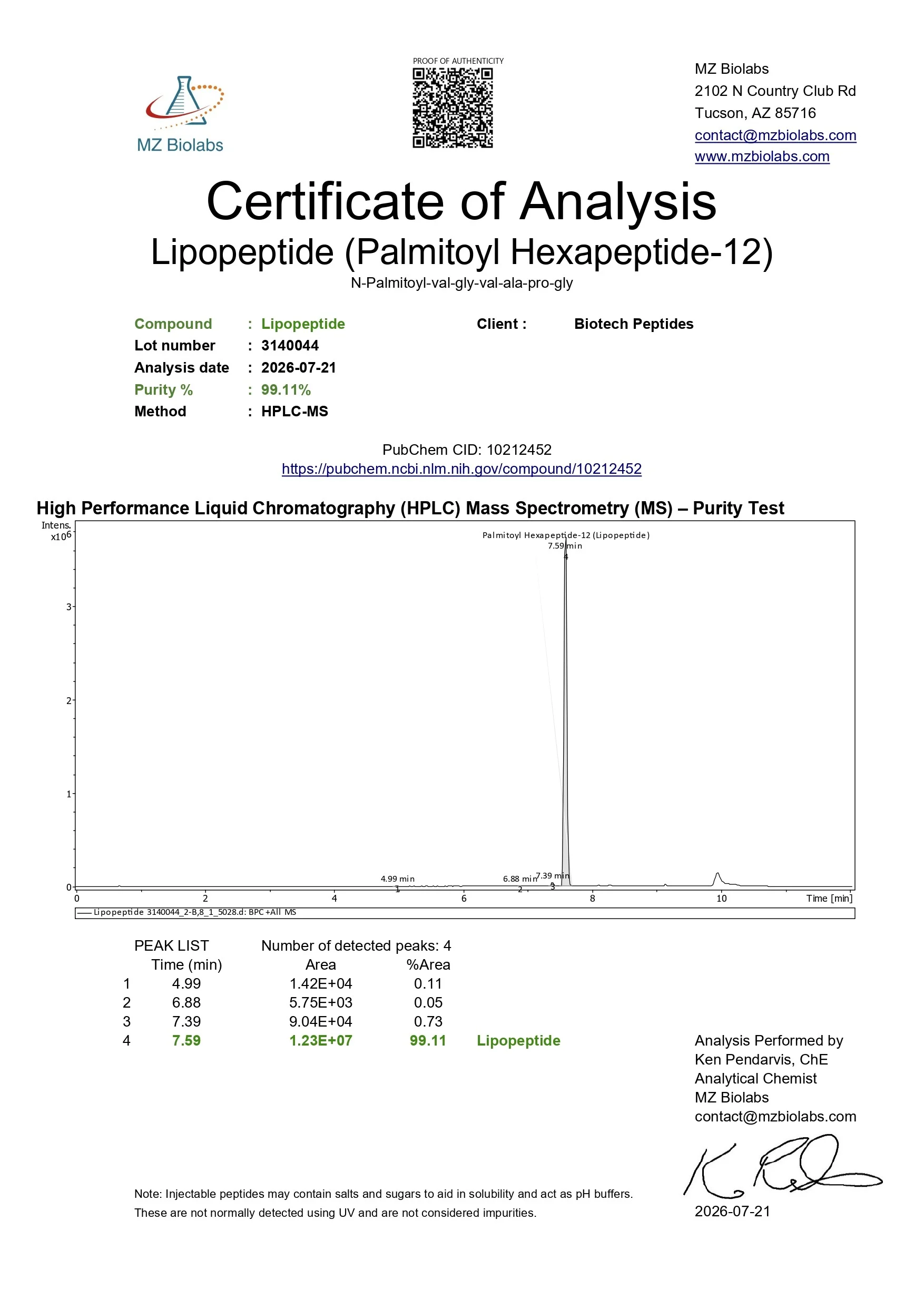 Lipopeptide research peptide – image 2
