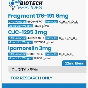 Fragment 176-191 & CJC-1295 & Ipamorelin 12mg research peptide blend vial – Biotech Peptides