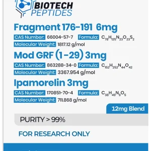 Fragment 176-191 & Mod GRF 1-29 & Ipamorelin 12mg research peptide blend vial – Biotech Peptides